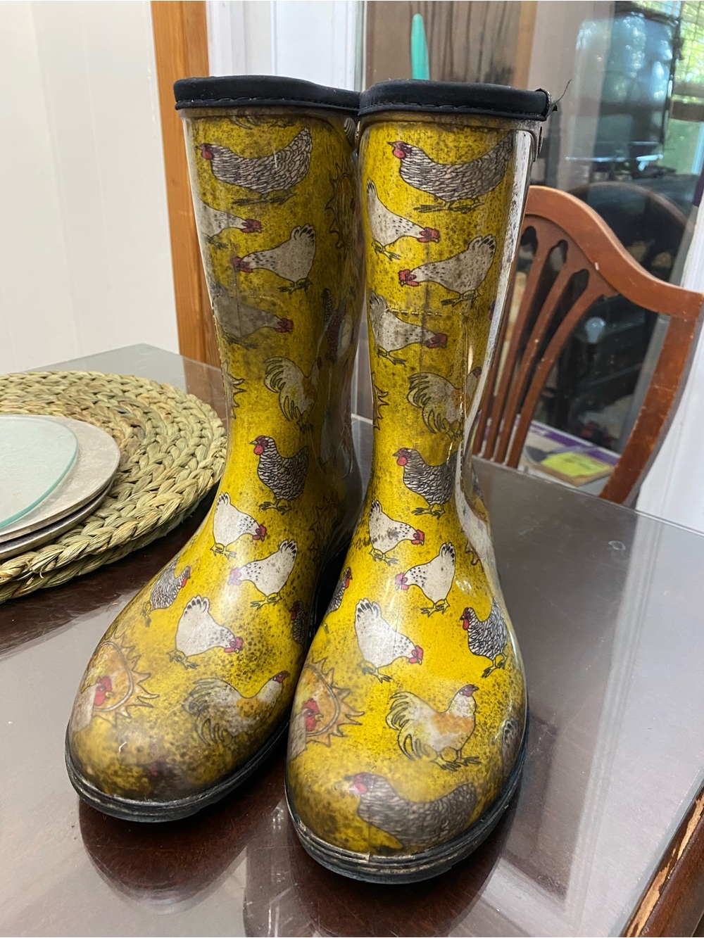 Sloggers Yellow Chicken-Print Women's Rain Boots